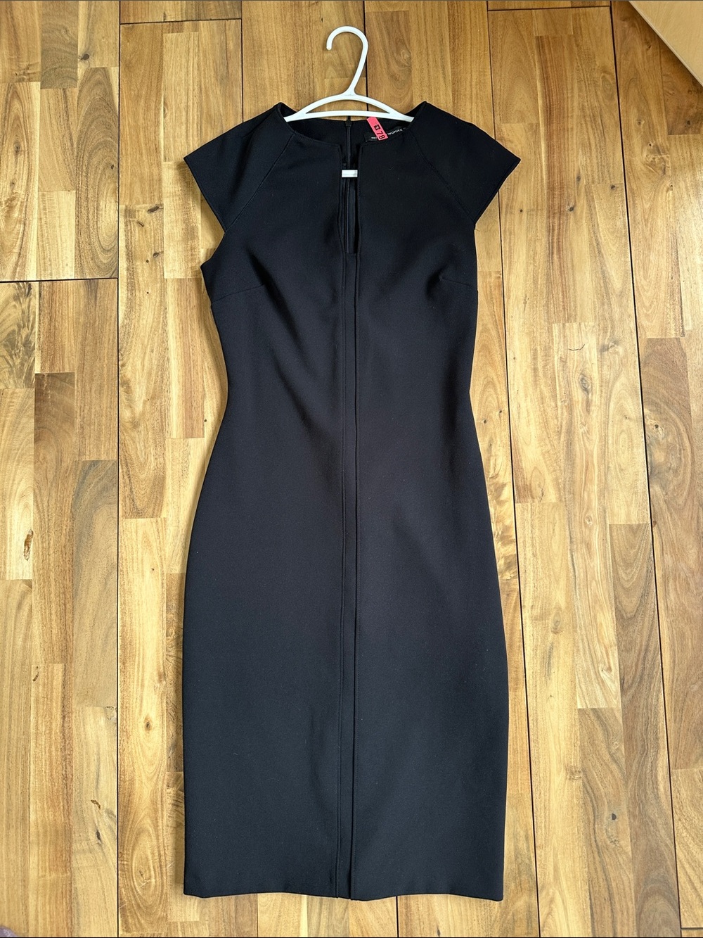 Black Cap-Sleeve Midi Sheath Dress